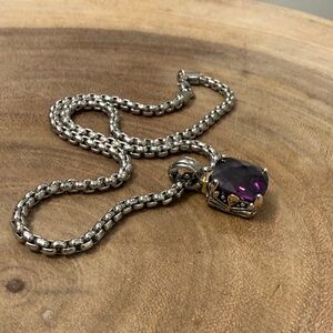 Elegant Silver and Purple Pendant Necklace